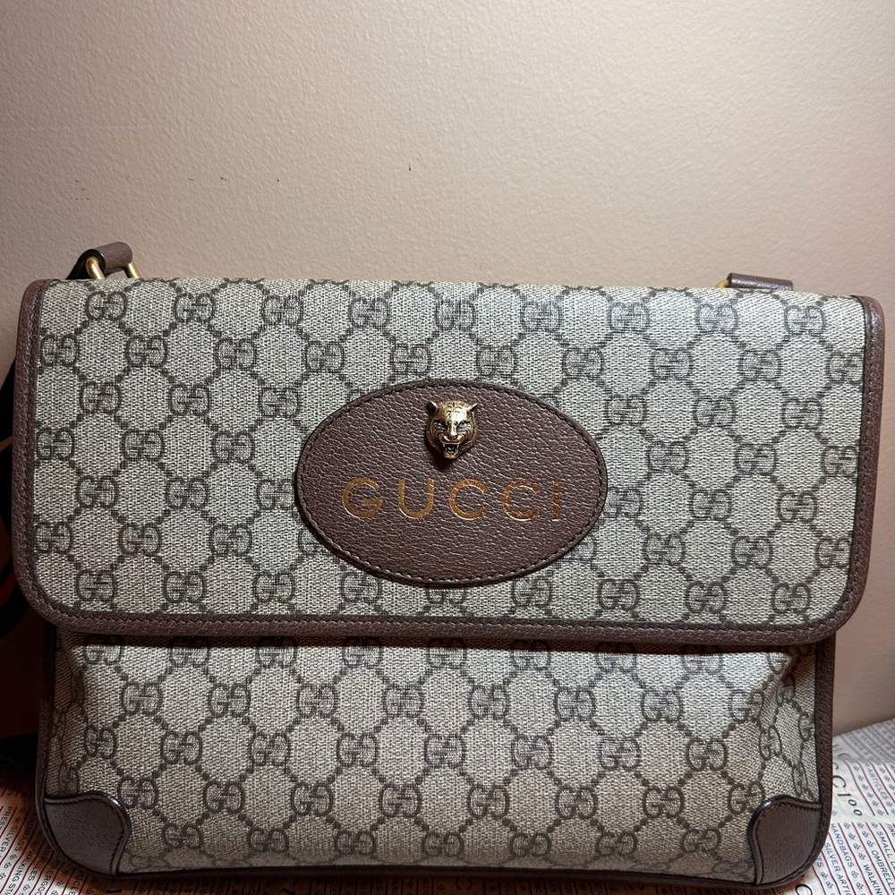 Gucci Beige and Brown Monogram Clutch